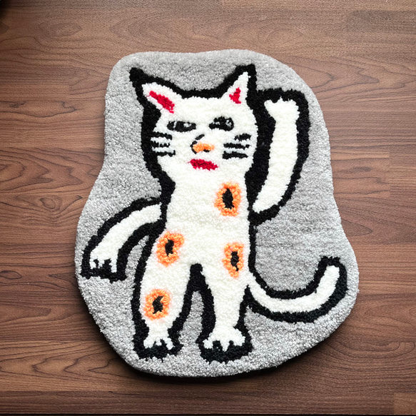 猫の絵 猫インテリア タフティング　布絵 ねこ 店舗什器 猫の絵 猫インテリア タフティング 布絵 ねこ 店舗什器