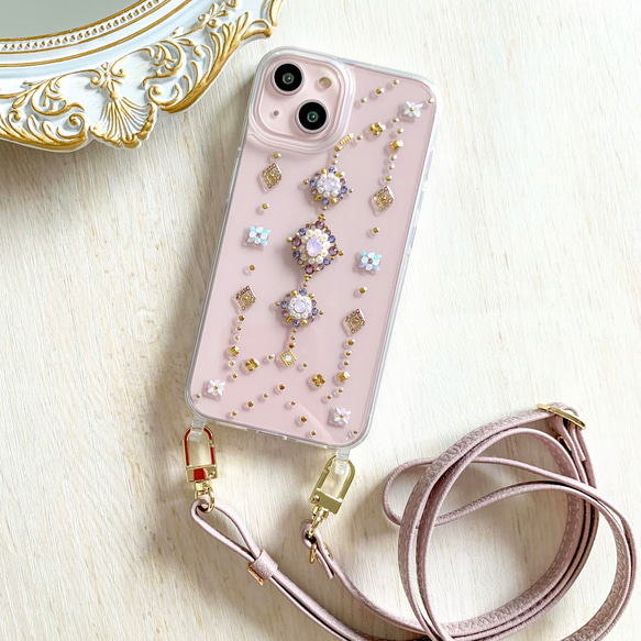 iPhone16/16Pro/15/15Pro他】ショルダースマホケース アナベル 