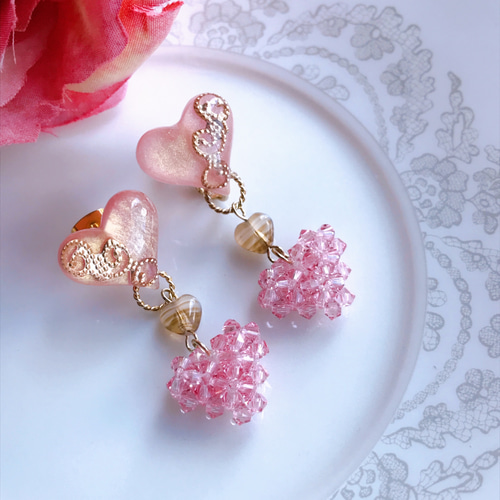 Triple Heart ♡♡♡ 三連ハート イヤリング・ピアス（スウィート