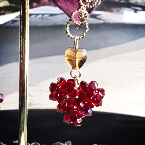 Triple Heart ♡♡♡ 三連ハート イヤリング・ピアス（ビター  