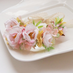 【再販】ペット用アクセサリー　ピンクローズの花かんむり 3枚目の画像