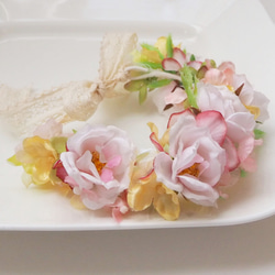 【再販】ペット用アクセサリー　ピンクローズの花かんむり 4枚目の画像