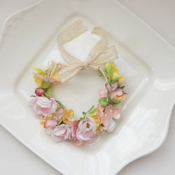 【再販】ペット用アクセサリー　ピンクローズの花かんむり 1枚目の画像