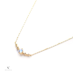 K18 藍色月光石和鑽石項鍊（圓形切割）~Ello Lily~六月生日石 第2張的照片