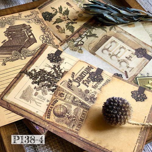 送料無料【P138-4 コラージュ素材】海外紙モノ コラージュノート 本