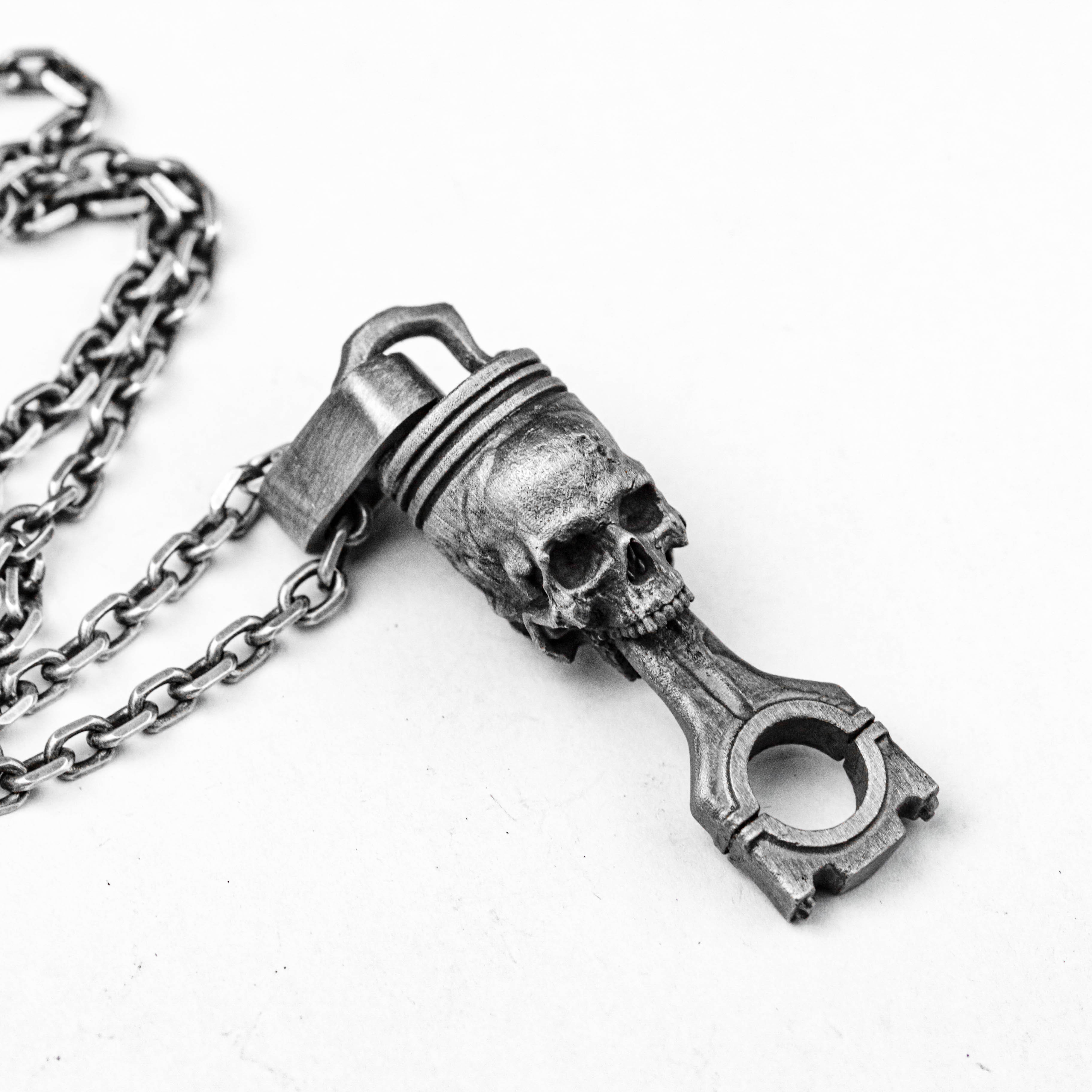 シルバー スカル - 925 スターリング シルバー スカル ペンダント - エンジン ペンダント - 死神ペンダント