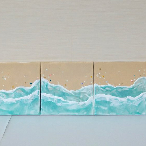 アクリル絵画 キャンバス 1点物 題「みつけた」連作1／7 絵画 la