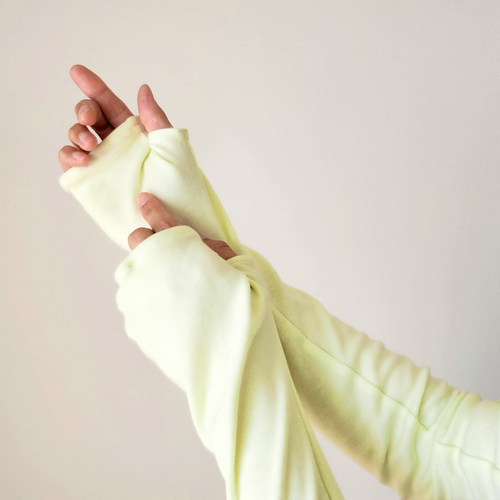 紫外線対策//ふんわり柔らかアームカバー│レモンイエロー│日焼け防止