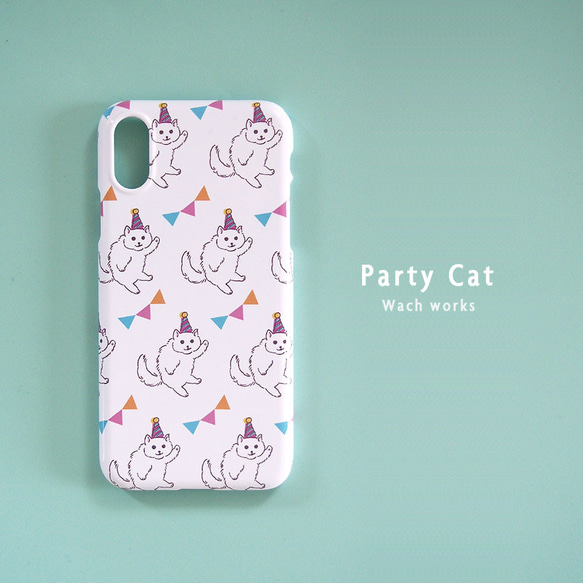 【SALE／限定1点】パーティ猫のプラスマホケース＿iPhoneX/XS 1枚目の画像