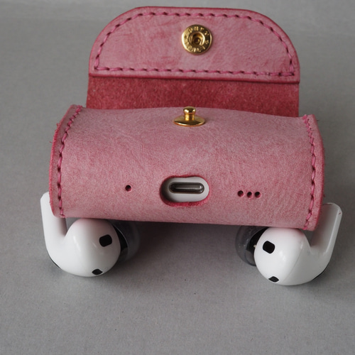 受注製作] 本革 イタリアンレザーを使ったAirPods カバー スマホケース