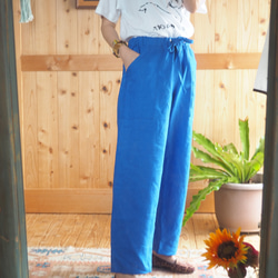 フレンチリネン　　ブルー　リラックスパンツ　　メンズパンツ 11枚目の画像