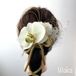 【コチョウラン】ロープアレンジ髪飾り。成人式・卒業式・結婚式・振袖・袴・ヘア飾り /031 4枚目の画像