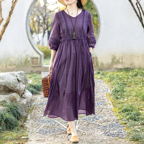 春ワンピース 紫ワンピース ワンピース 紫 ドレスワンピース  