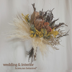 wedding&interior bouquet＊パンパス&プロテア  ドライフラワーブーケ 3枚目の画像