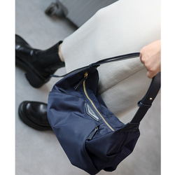 日本Nylon原料配合ヘッド層ナパ牛革3wayショルダーバッグです #紺色です 11枚目の画像