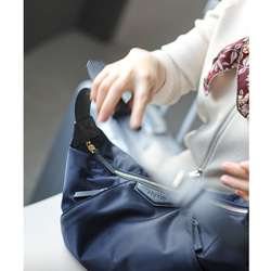 日本Nylon原料配合ヘッド層ナパ牛革3wayショルダーバッグです #紺色です 10枚目の画像