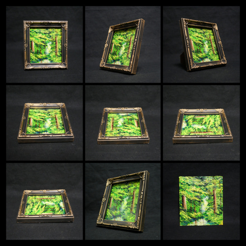 油絵 油彩 油彩画 絵 絵画 ミニ色紙【緑の湖】 絵画 HR 通販