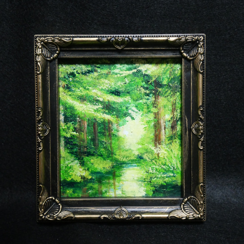 油絵 油彩 油彩画 絵 絵画【新緑の森】 | HIROSHI1990