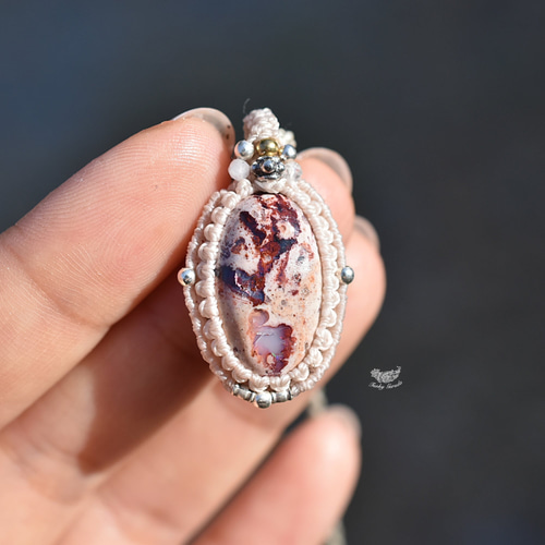 夢色ピンク☆カンテラオパール マクラメネックレス1001 ネックレス