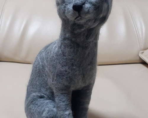 羊毛フェルト ロシアブルー 猫のオーダー受け付けてます 羊毛