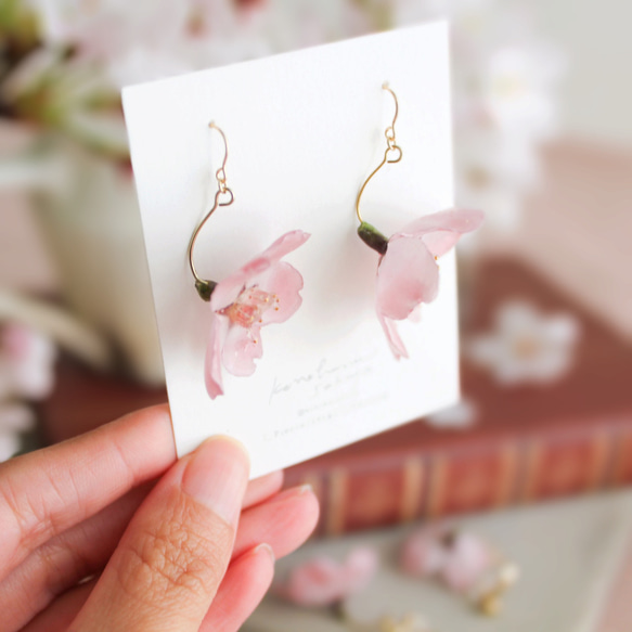 一輪咲 本物の桜のピアス｜イヤリング｜No.186 9枚目の画像