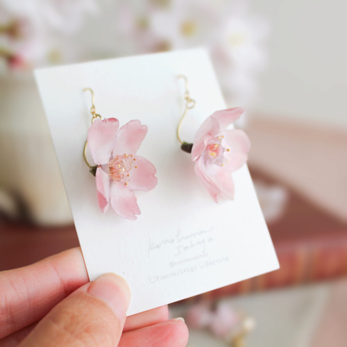 一輪咲 本物の桜のピアス｜イヤリング｜No.186 イヤリング