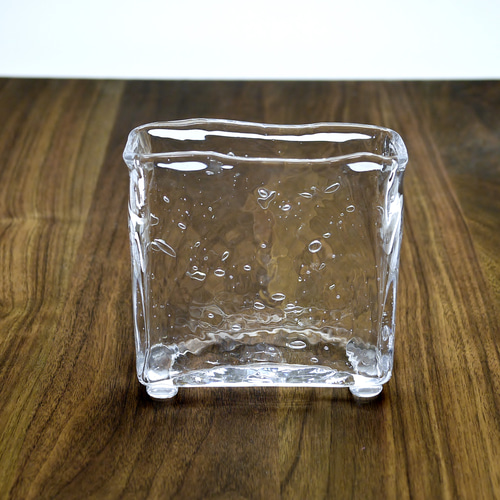 四角花器 足付（クリア） 一輪挿し・花瓶・花器 創作ガラス寺田 通販