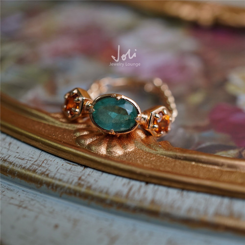 天然宝石 エメラルド/パライバアパタイトレトロ クール ソフトチェーン