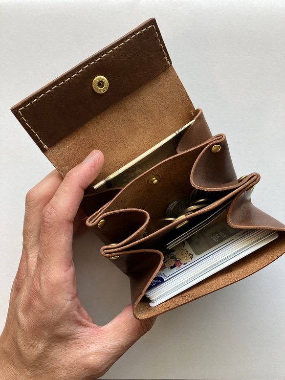 アコーディオンウォレット　ジャバラ　コンパクト財布　イタリアンレザー　財布　コインケース 5枚目の画像
