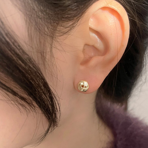 S925純銀製 ゴールド 捻じり 小さい 小ぶり K18 ミニピアス/ノンホール 