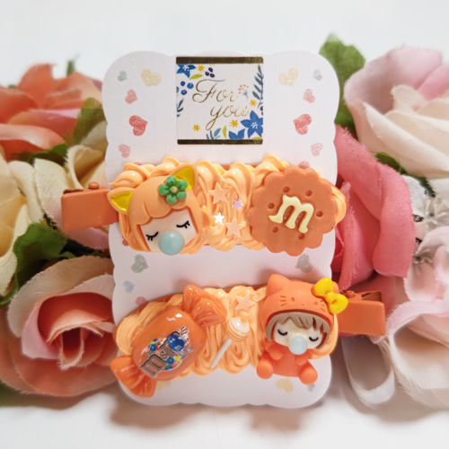 ☆ホイップ前髪クリップ☆ヘアピン！バブルちゃんオレンジ推し 
