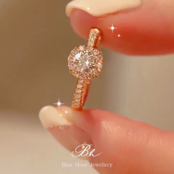 モアッサナイト ヘイローリング キラキラ シルバー925 0.5ct ローズ