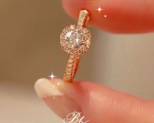 モアッサナイト ヘイローリング キラキラ シルバー925 0.5ct ローズ