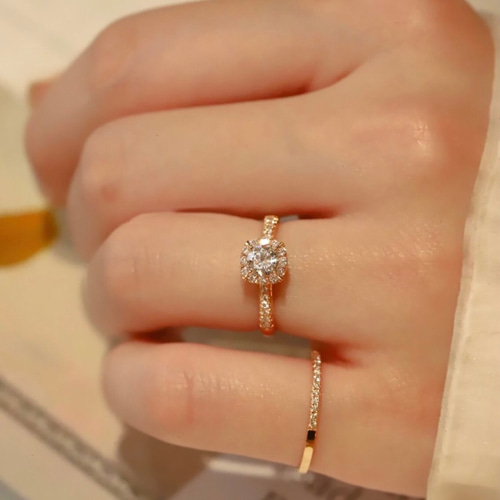 最高級モアサナイト　0.5ct 12号　人工ダイヤ一粒　リング　ヘイロー