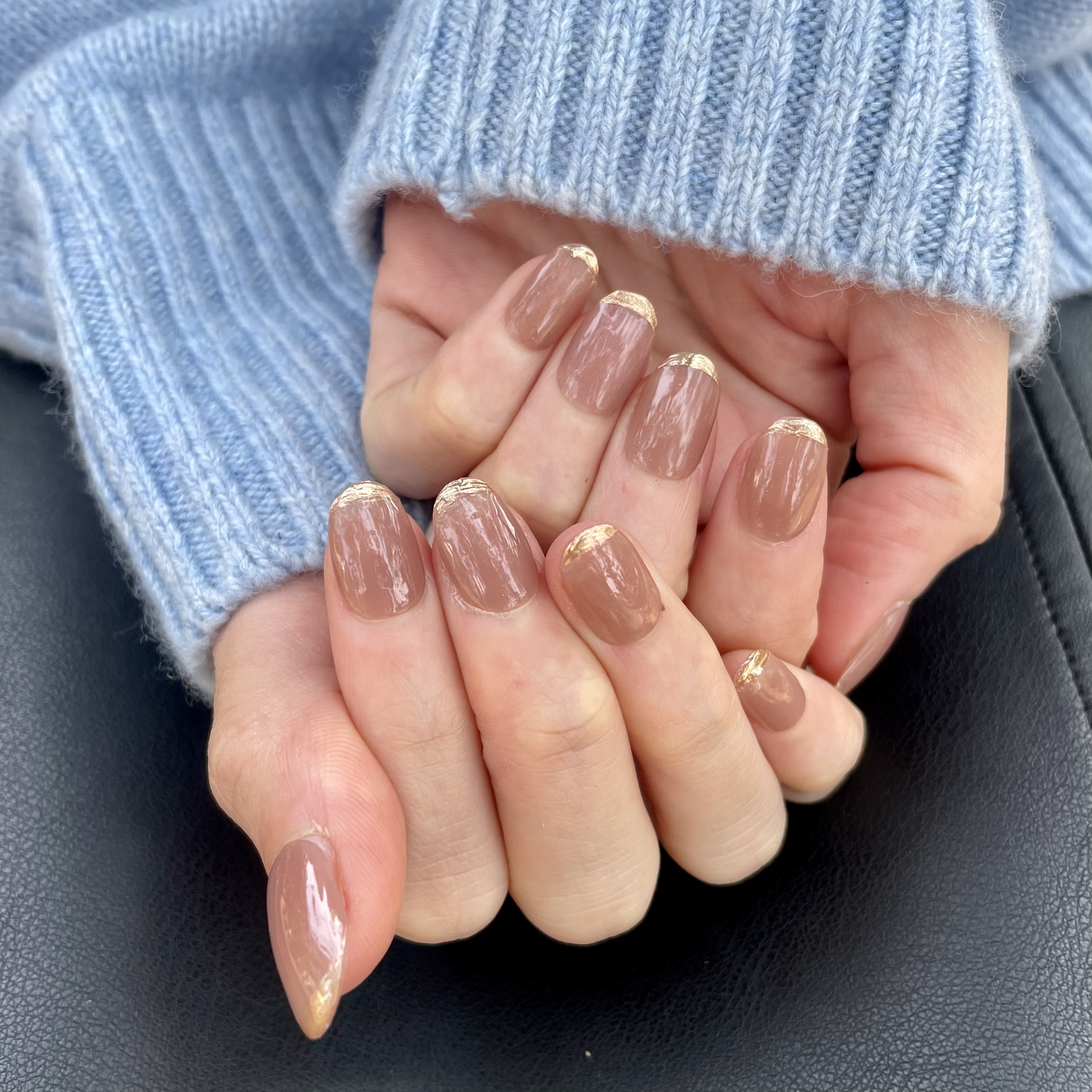 ネイルチップ シンプル ミラーフレンチ ミラーネイル フレンチ