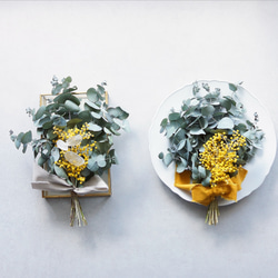 【母の日フラワー2023】ユーカリ&ミモザのスワッグ〜稀少花材ルナリアを添えて〜 15枚目の画像