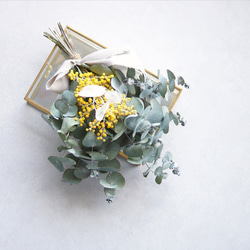 【母の日フラワー2023】ユーカリ&ミモザのスワッグ〜稀少花材ルナリアを添えて〜 5枚目の画像