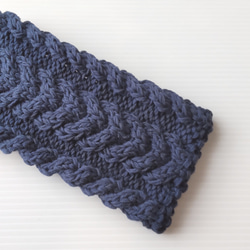 【伝統色の藍色】華やかでエレガンスな面とカジュアルシンプルな面の2weyニットターバン・手編み 5枚目の画像