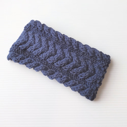 【伝統色の藍色】華やかでエレガンスな面とカジュアルシンプルな面の2weyニットターバン・手編み 3枚目の画像