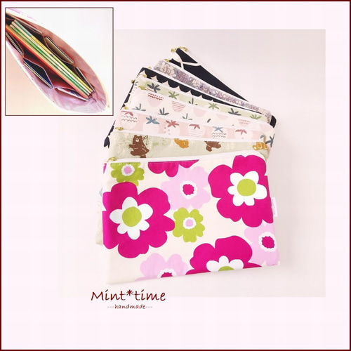 すぐ出かけられる! 医療証 ポーチ ポケット6つ スリム 母子手帳ケース