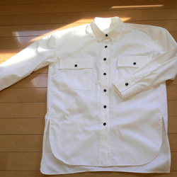 ピンオックス白シャツ・ホワイト/ピンポイントオックスフォード綿100％/ややビッグシルエット 2枚目の画像