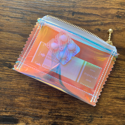 お菓子の袋みたいなミニミニポーチ【オーロラ】PVC クリアビニール　コインケース　お薬ポーチ 4枚目の画像