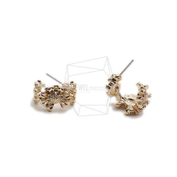 ERG-2356-G【2個入り】フラワーピアス,Flower Post Earring/12.8mm X 16.9mm 2枚目の画像