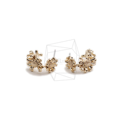 ERG-2356-G【2個入り】フラワーピアス,Flower Post Earring/12.8mm X 16.9mm 1枚目の画像