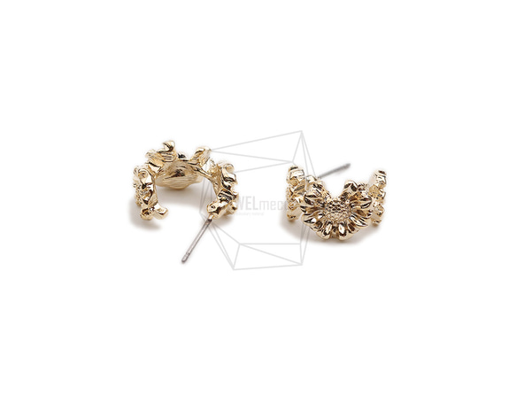 ERG-2356-G【2個入り】フラワーピアス,Flower Post Earring/12.8mm X 16.9mm 3枚目の画像