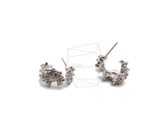 ERG-2356-R【2個入り】フラワーピアス,Flower Post Earring/12.8mm X 16.9mm 2枚目の画像