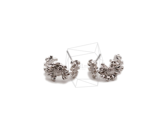 ERG-2356-R【2個入り】フラワーピアス,Flower Post Earring/12.8mm X 16.9mm 1枚目の画像