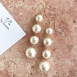 4連 Cotton pearl pierce/earring 2枚目の画像