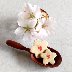 《送料無料》陶のブローチ【山武市のイチゴ(桜)】 1枚目の画像