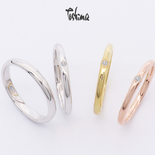 甲丸一つ石リング プラチナK18K10ゴールド ペアリング マリッジ